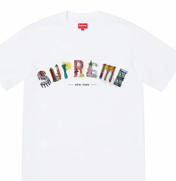 XL L and City Arc Embroidery M T-shirt Logo White Short 19SS Tee sleeved S City Arc Black Rainbow 0802